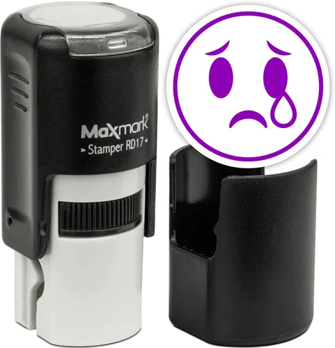 Vista 15 de MaxMark Sello de Emoji Autoentintado Redondo - Enojada - Tinta Negra