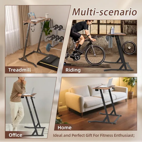 Vista 5 de OrigoDeco Escritorio de ciclismo de interior, escritorio de pie ajustable para almohadilla para caminar, escritorio de entrenamiento de bicicleta
