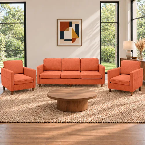 Vista 14 de Kingfun Juego de 2 sillas decorativas, sillas de sala de estar, sillón de lectura de mediados de siglo, felpilla con pie de madera maciza