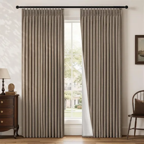Vista 52 de Topfinel - Cortinas opacas plisadas de 96 pulgadas para dormitorio, 2 paneles Natural