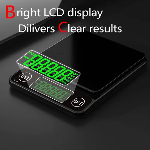 Vista 5 de Báscula digital de cocina para alimentos, báscula de café de 17.64 oz/0.01, báscula digital de alimentos, 7 unidades de gramos para hornear