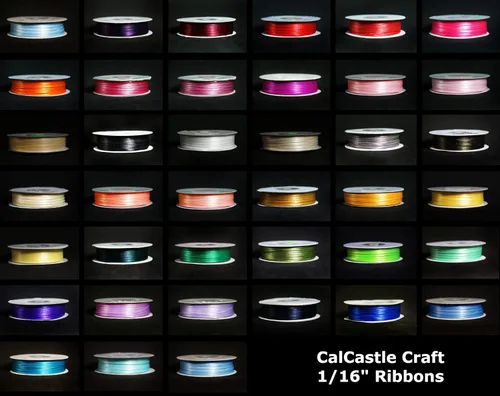 Vista 2 de CalCastle Craft Cinta de satén de doble cara de poliéster 100yrds carrete 1/16" (verde esmeralda)