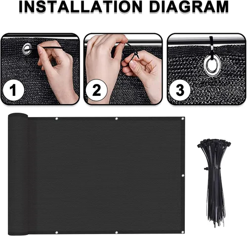 Vista 2 de Love Story Pantalla de privacidad para balcón, 2.5 x 5 pies, cubierta de valla protectora para terraza, protección UV y resistente a la intemperie