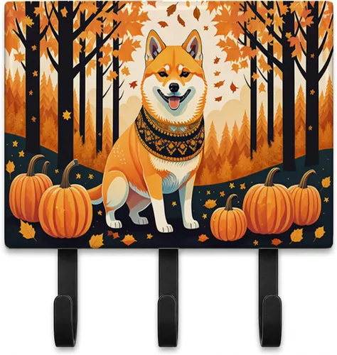 Vista 47 de Affenpinscher - Correa de otoño o llavero Affenpinscher Fall artwork on ceramic tile with three steel hooks for keys, leashes, towels