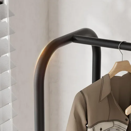 Vista 4 de SINGAYE - Armario de pie con estante para colgar ropa Negro