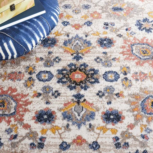 Vista 8 de SAFAVIEH Astoria Collection - Alfombra decorativa, 4 x 6 pies, beige y azul, diseño floral, no desprende pelusa y de fácil cuidado, ideal para zonas