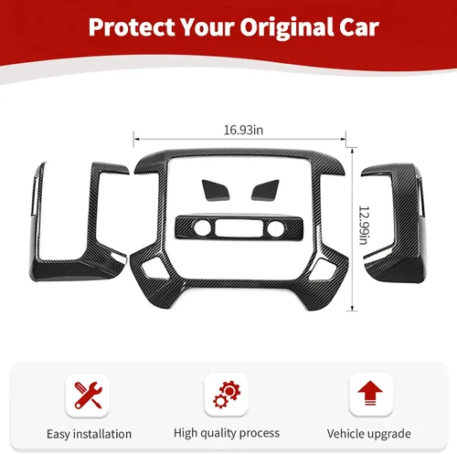 Vista 6 de RT-TCZ para Panel de Tablero de Silverado Cubierta de Embellecedor de Moldura de Fibra de Carbono para GMC Sierra Chevy Silverado 2014-2017 Negro