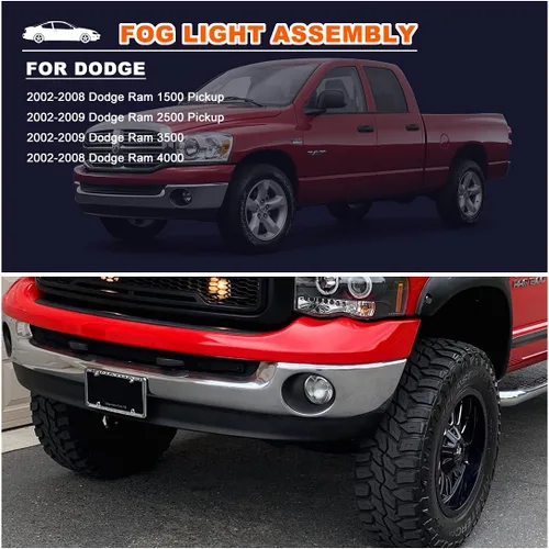 Vista 8 de Nixon Offroad Juego de luces antiniebla para Dodge Ram 1500 4000/2002-2009 Dodge Ram 2500 3500 2002-2009 Pickup con bombilla, parachoques