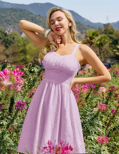Vista 4 de Belle Poque Vestido vintage sin mangas para mujer, diseño floral, fruncido, lindo, acampanado, con vuelo, largo hasta la rodilla