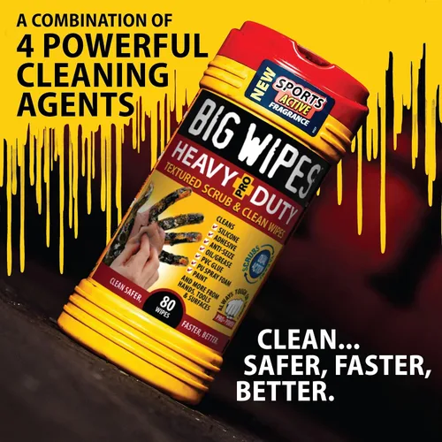 Vista 24 de BIG WIPES Recipiente multisuperficie resistente, paños de limpieza súper absorbentes para manos, superficies y herramientas, recipiente de 80