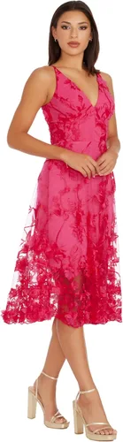 Vista 3 de Dress the Population Vestido midi para mujer Audrey, con escote profundo Begonia