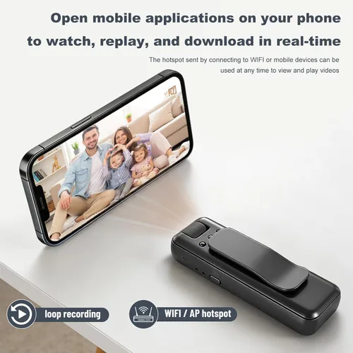 Vista 3 de Mini Body Camera with Audio Video Recording Small Tiny Wearable Thumb U1
