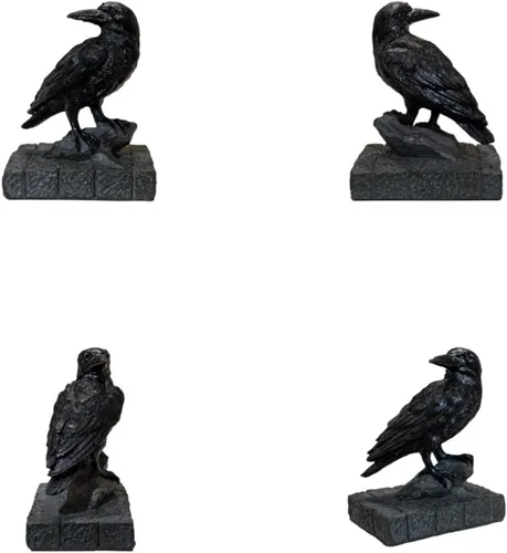 Vista 5 de EASCHEER Raven On Rock - Estatua gótica de cuervo carroñero de 3 pulgadas Cuervo en Rock