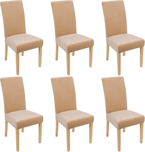Vista 44 de smiry - Fundas para sillas de comedor de terciopelo elástico y suave, extraíbles, Terciopelo, Beige