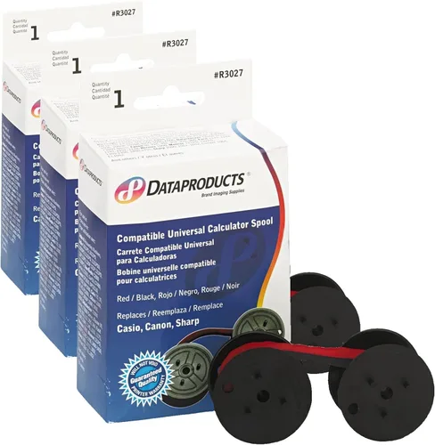 Vista 2 de Dataproducts R3027 Cinta Compatible - Compatible con Carrete Universal de Calculadora C Wind Cinta de Nylon Negra/Roja (OEM# 19-2076-891)