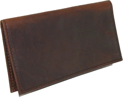 Vista 3 de Boston Leather Funda unisex de piel de bisonte texturizado para chequera, Pecan oscuro, Vintage