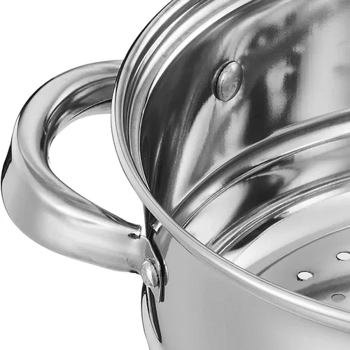 Vista 3 de Olla de vapor de 3.0 cuartos para cocinar, ollas de vapor de 2 niveles con tapa para cocinar verduras, mariscos, sopas, alimentos y pastas