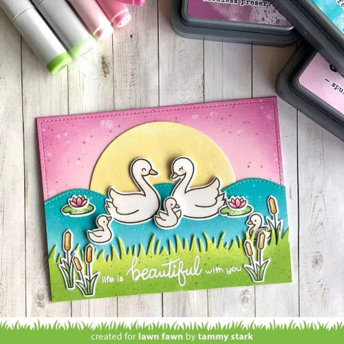 Vista 4 de Lawn Fawn Swan Soiree - Juego de sellos transparentes de 4 x 6 pulgadas y juego de troqueles personalizados a juego (LF2219, LF2220), paquete de 2