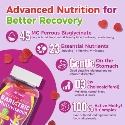 Vista 4 de NEVISS Bariatric Multivitamin with 45mg Iron Gummies for Women Men 120Ct