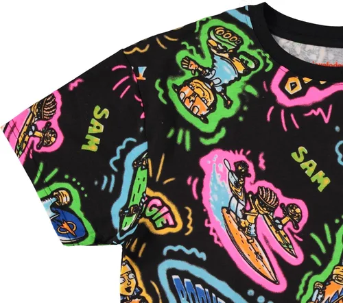 Vista 3 de Nickelodeon Camisa de dibujos animados para hombre de los 90 - Camiseta con estampado Rocket Power Allover