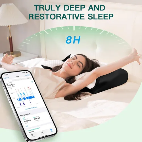 Vista 8 de Almohada cervical de espuma viscoelástica, almohada ergonómica 2 en 1 de apoyo para el cuello con reposabrazos y orificio para las orejas, almohada
