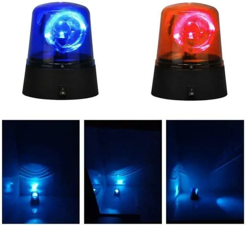 Vista 5 de anso Rotación azul LED policía coche baliza discoteca fiesta DJ lámpara DIY luz de alerta roja (rojo)