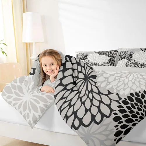 Vista 4 de Erosebridal Juego de edredón de dalia azteca para adultos, mujeres y niñas, ropa de cama floral, tamaño individual, relleno de edredón de flores