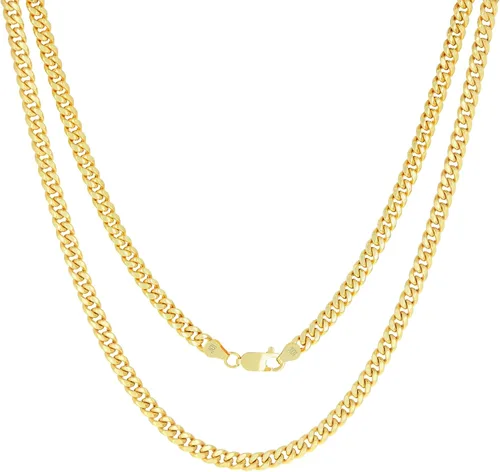 Vista 8 de Nuragold Collar con colgante de cadena de eslabones cubanos Miami de oro amarillo de 10 quilates de 0.177 in, joyería para hombre y mujer, joyería
