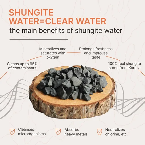 Vista 3 de Karelian Heritage Piedras de shungita crudas para purificación y filtrado de agua de 0.4 libras Cristal curativo crudo con propiedades