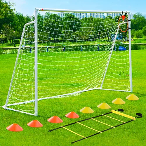 Vista 8 de Portería de fútbol de 12 x 6, 10 x 6.5, 8 x 6, 6 x 4 pies, portería de fútbol de metal para patio trasero, portería de fútbol para niños, jóvenes