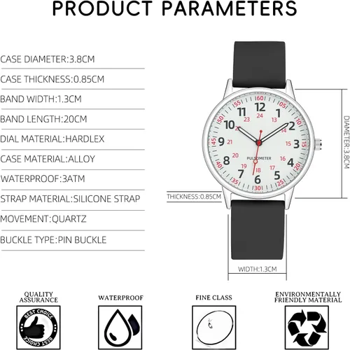 Vista 7 de IBSO Reloj de Mujer para Enfermera Fácil de Leer Esfera Relojes de Pulsera Correa de Silicona Resistente al Agua Relojes con Segundero y 24 Horas