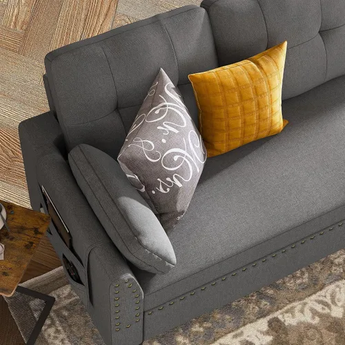 Vista 5 de HONBAY - Sofá seccional convertible en forma de L, sofá reversible seccional para sala de estar, color gris