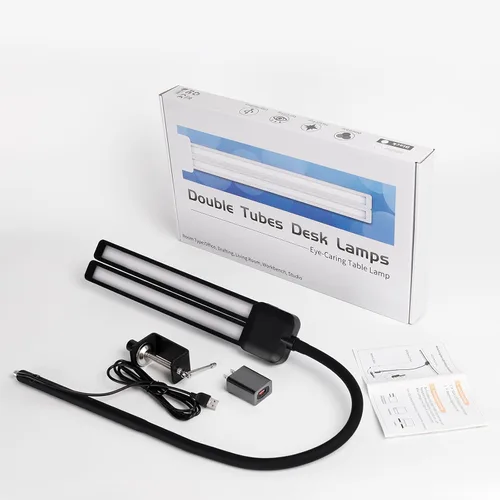 Vista 8 de Lámpara de escritorio LED con dos cabezales, lámpara de escritorio con abrazadera, 12W, 2000 LMS, CRI>90, 5 modos de color (2700K-6500K), varios