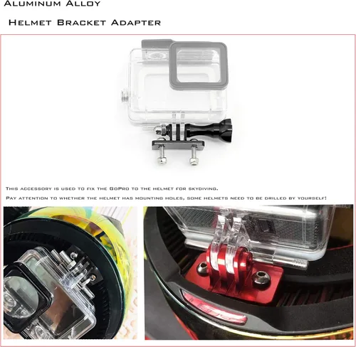 Vista 6 de Soportes fijos universales para casco, adaptador de soporte de metal, accesorios de cámara para cámara deportiva GoPro Series/casco de paracaidismo