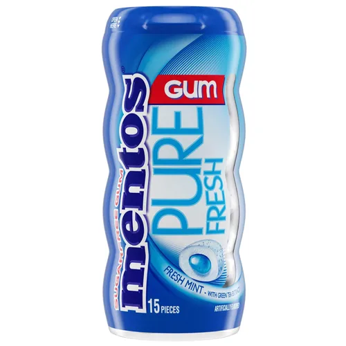 Vista 3 de Mentos Pure Fresh - Goma de mascar sin azúcar con xilitol, menta fresca, botella de 15 piezas (paquete a granel de 10)