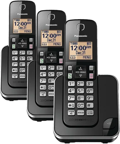 Vista 3 de Panasonic KX-TGC352B Sistema de teléfono inalámbrico expandible con pantalla retroiluminada ámbar, 2 teléfonos (negro)