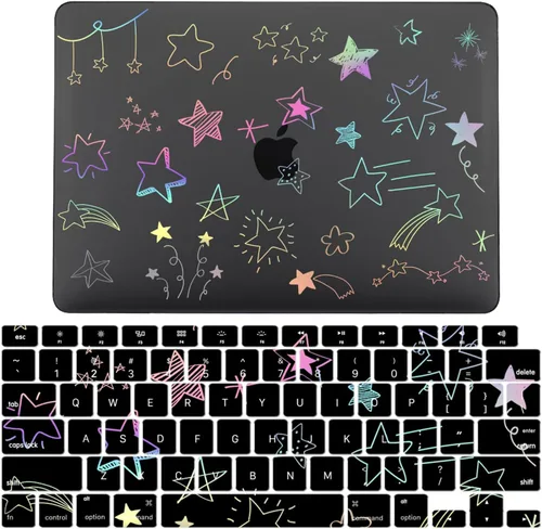 Vista 19 de IVY Funda para MacBook Old Air 13 2010-2017 Modelo A1369 A1466 Carcasa rígida para portátil [Flash Negro Transparente] [Cubierta de teclado] - LT11