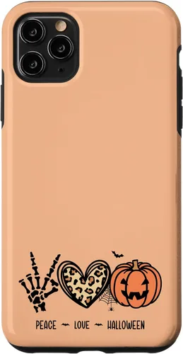 Vista 11 de Funda para iPhone 13 Pro Max Peace Love Halloween Murciélagos Arañas Calabaza Leopardo Corazón