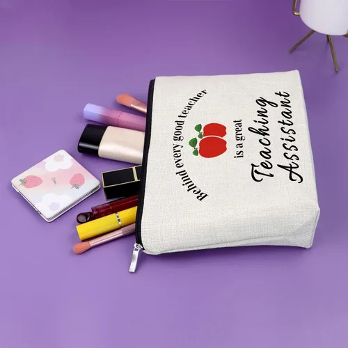 Vista 5 de Sazuwu Bolsa de maquillaje para profesores, Detrás de cada buen maestro hay un gran asistente de enseñanza, Impreso/Gráfico