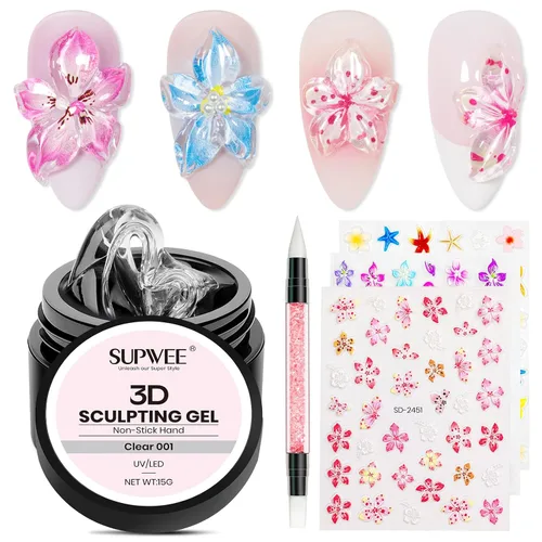 Vista 20 de Gel de uñas sólido Builder, gel duro transparente para esculpir uñas Aqua Clear
