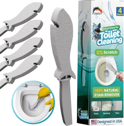 Vista 7 de JAVCO Piedra pómez para limpieza con mango (paquete de 2) – Piedra de fregar para porcelana, cerámica y azulejos, Pumiceshark para limpieza
