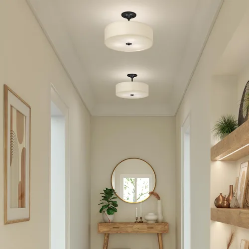 Vista 8 de Progress Lighting Inspire - Luz semiempotrada de tela de 3 luces, bronce Bronce antiguo con pantalla de lino blanco roto