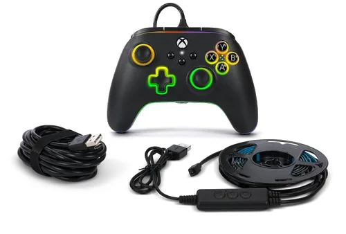 Vista 16 de PowerA Advantage Wired Controller for Xbox Series XS with Lumectra + RGB LED Strip - Black, gamepad, wired video game controller, gaming controller