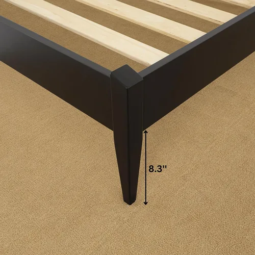 Vista 10 de Bme Dinkee - Marco de cama de plataforma Queen de madera de 15 pulgadas, marco de cama de madera maciza, estilo moderno y minimalista, soporte de 12