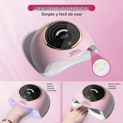 Vista 3 de WEVILI Lámpara de uñas UV LED profesional de 288W con 63 perlas - Secador de curado de gel más rápido para hogar y salón, sensor inteligente