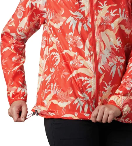 Vista 7 de Columbia Cortavientos con estampado Side Hill para mujer, naranja intenso magnolia floral, talla XL