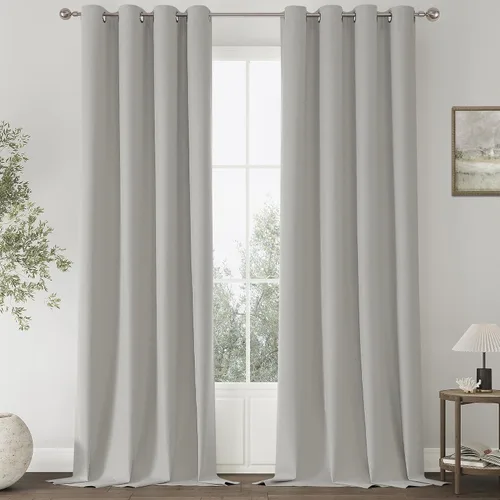 Vista 36 de ChrisDowa Cortinas 100% Opacas de Abedul Sólido de 45 Pulgadas de Largo, 2 Paneles para Dormitorio y Sala de Estar, Estilo Granja Oscurecedoras