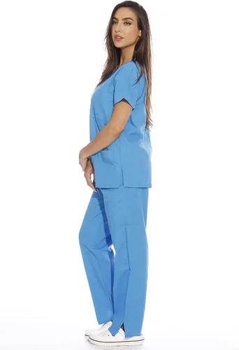 Vista 2 de Conjunto médico Just Love de seis bolsillos para mujer (cuello de pico y pantalón cargo)