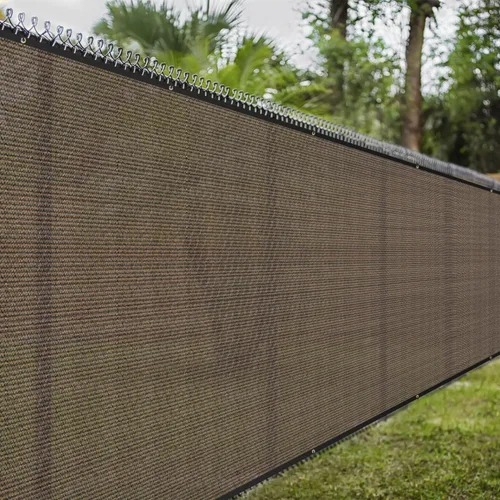 Vista 7 de Parabrisas para valla de privacidad de 4 x 1 pies con bloqueo solar de grado comercial resistente, 160 GSM con ojales de latón, color marrón