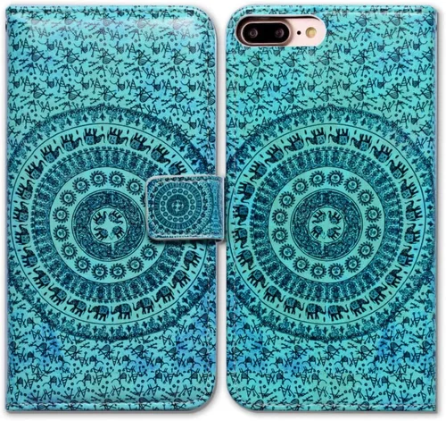 Vista 19 de Bcov Bfun - Funda para iPhone 8 Plus, funda para iPhone 7 Plus, diseño de cachemira brillante con ranura para tarjetas, funda de cuero para iPhone 7